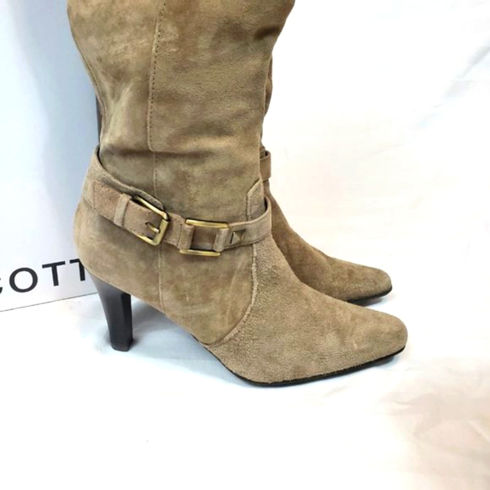Blake Scott Tan Suede Women's  Leather Scrunch Boots